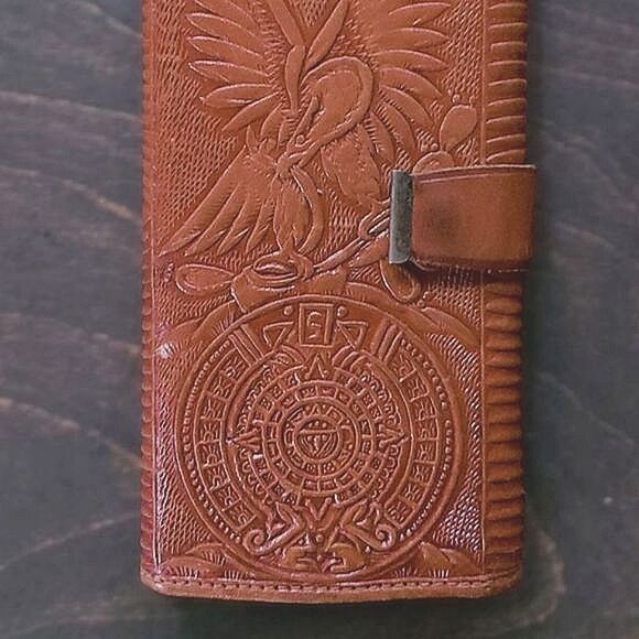 Vtg Mexican hazel tooled leather trifold clutch wallet - Picture 3 of 10